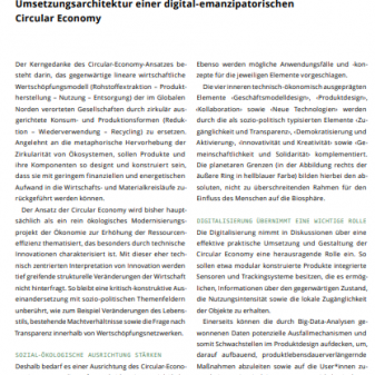 erste Seite von "Circular Economy. Umsetzungsarchitektur einer digital-emanzipatorischen Circular Economy."