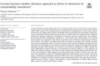 cover of the first page from the abtract "Circular business models: Business approach as driver or obstructer of sustainability transitions?"