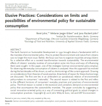 first page of the article Elusive Practices: Considerations on limits and possibilities of environmental policy for sustainable consumption