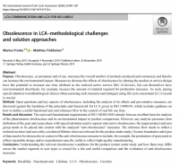cover of the pdf from "Obsolescence in LCA–methodological challenges and solution approaches"