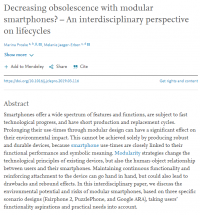 cover of the article Decreasing obsolescence with modular smartphones? – An interdisciplinary perspective on lifecycles
