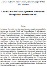 erste Seite des Beitrags " Circular Economy als Gegenstand einer sozial-ökologischen Transformation?"
